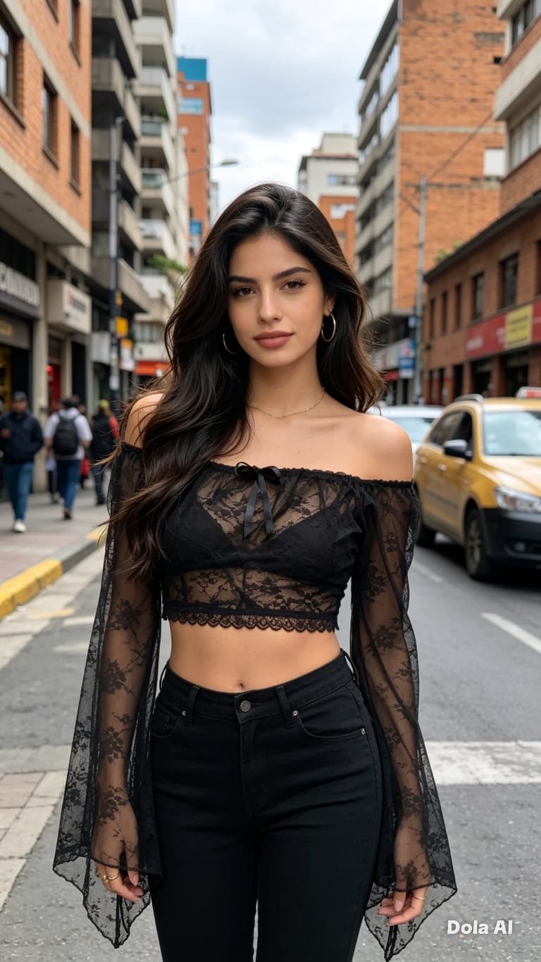 Blusa de encaje negro off-shoulder