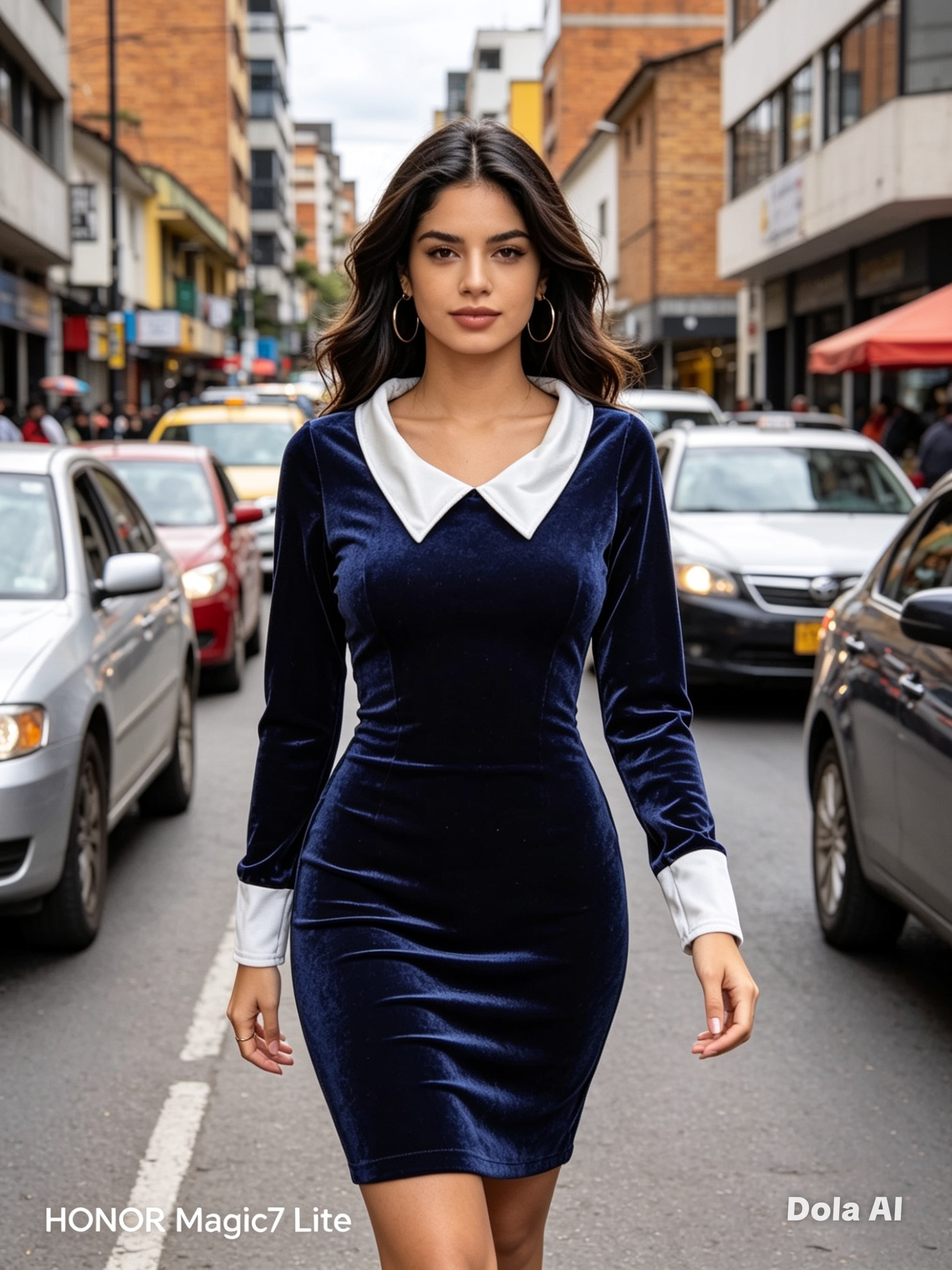 Vestido de terciopelo azul