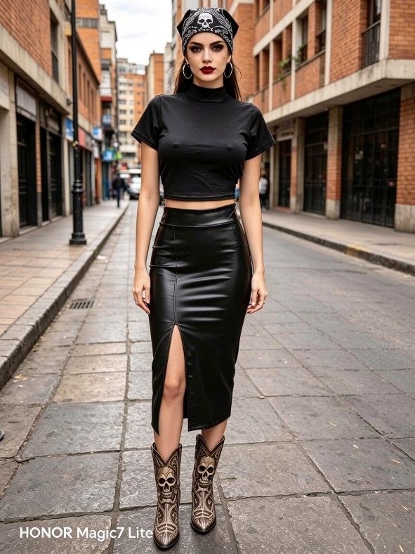 falda  midi cuerina 
