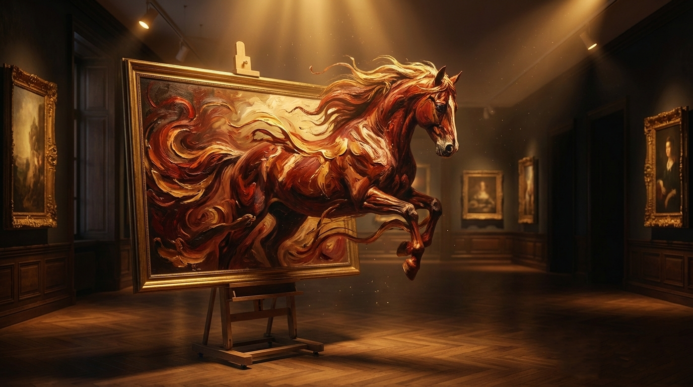 لوحة حصان ناري فنية