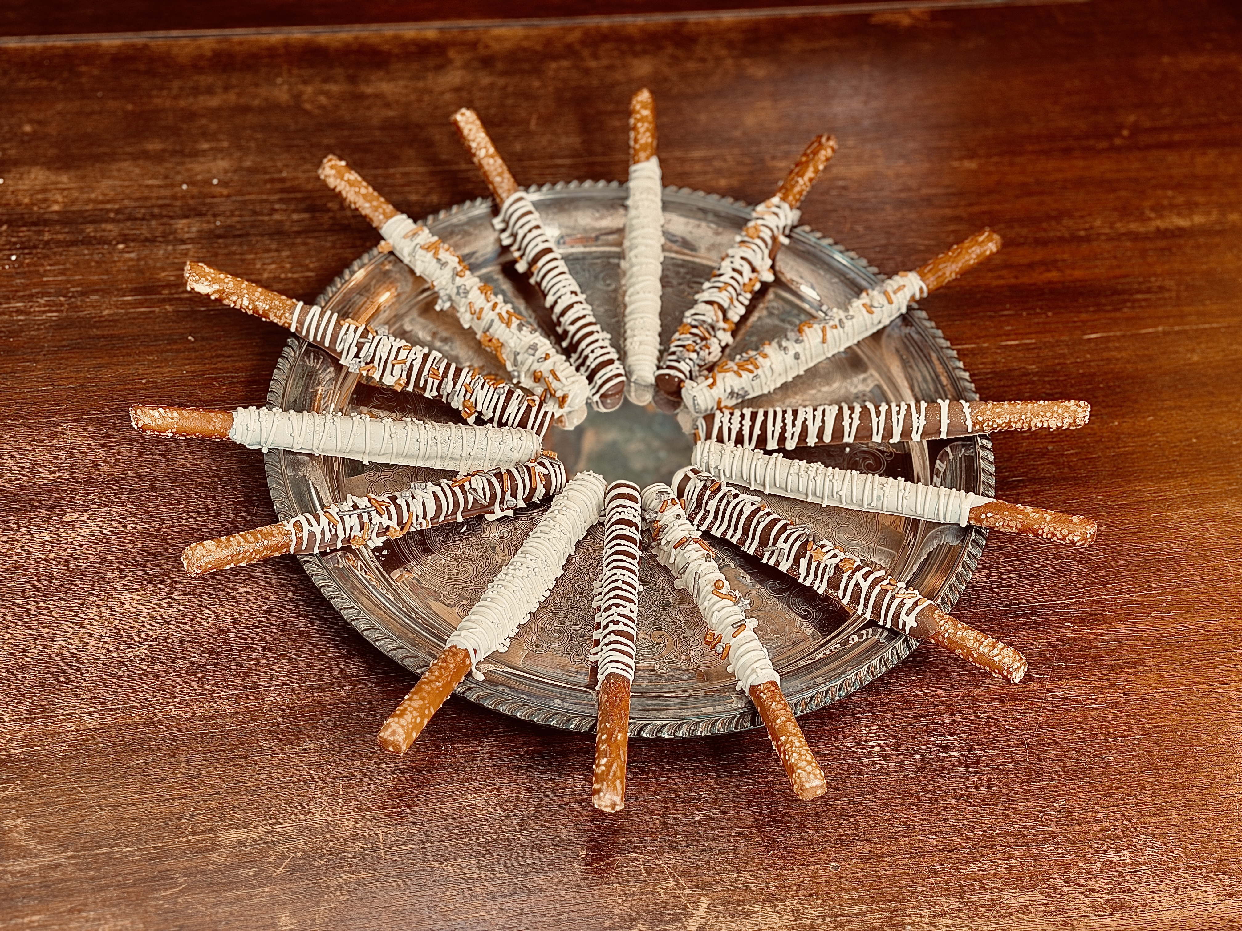 White Chocolate Dipped Pretzel Sticks