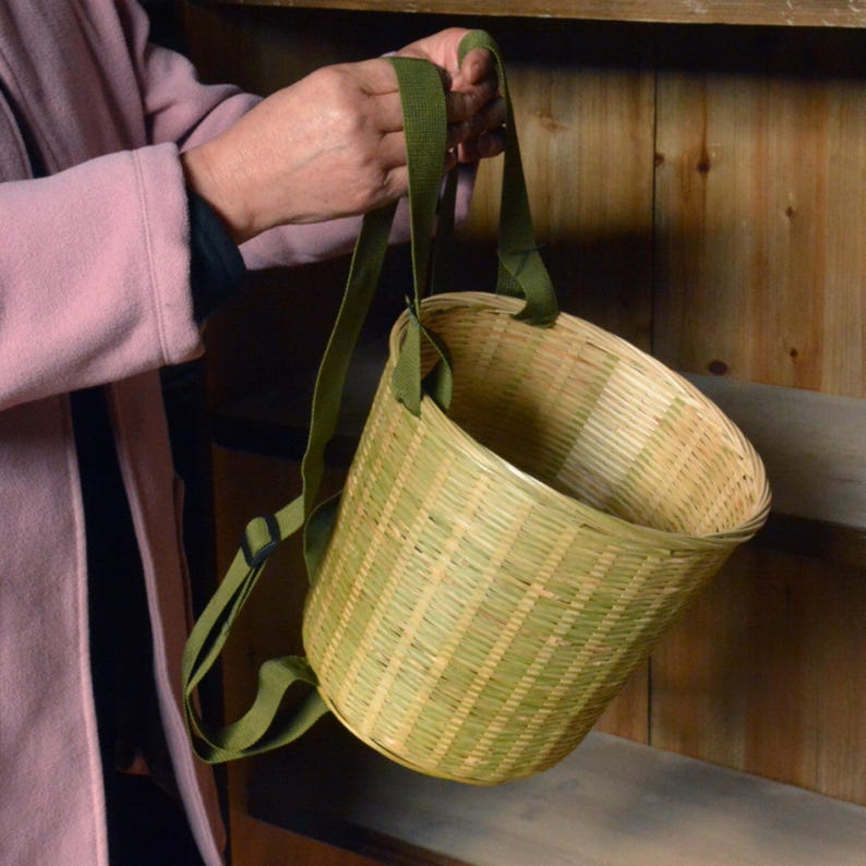 Handmade Woven Bamboo Basket Backpack, Eco-Friendly Harvest Carrier