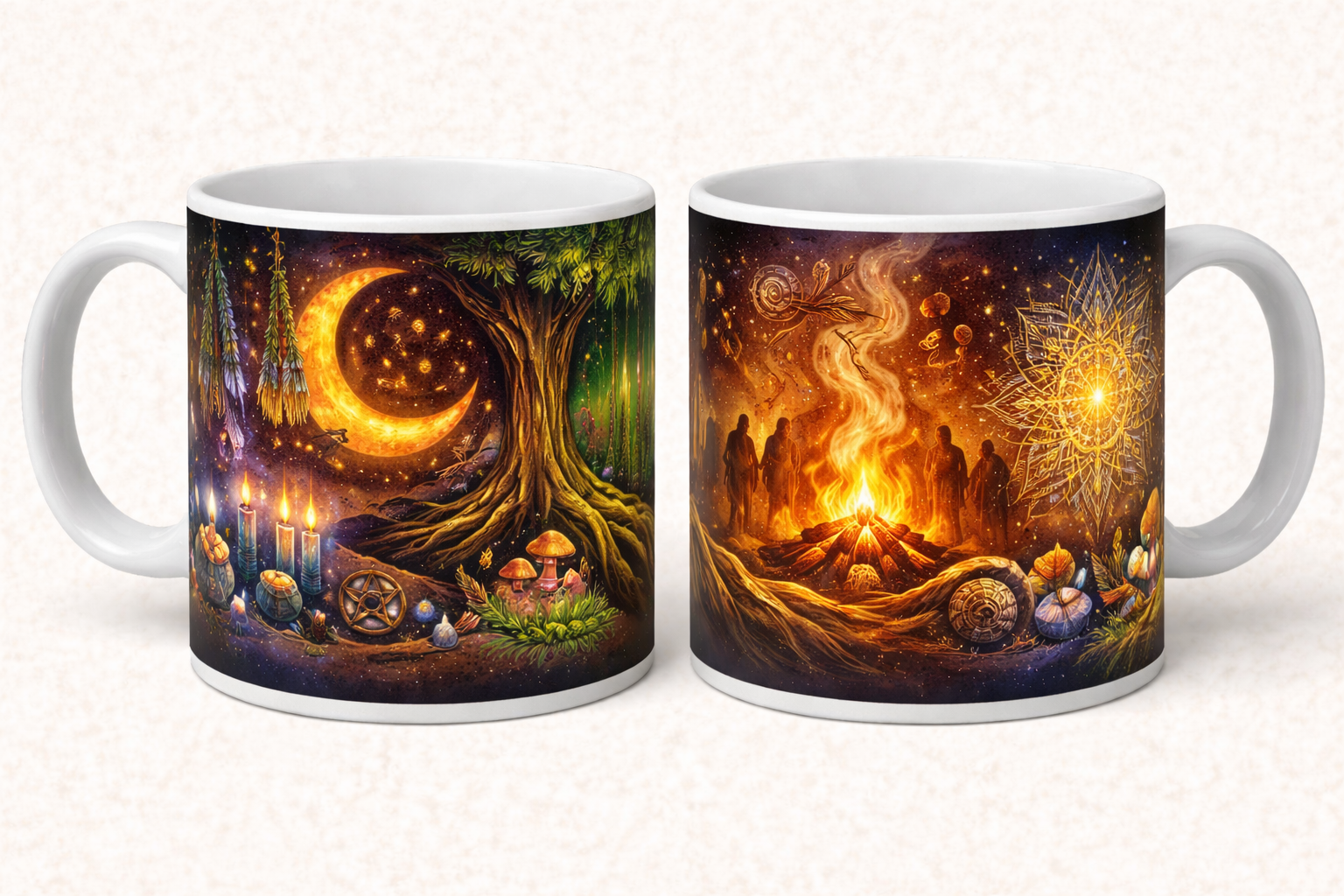 Caneca Mística de Fogo e Lua