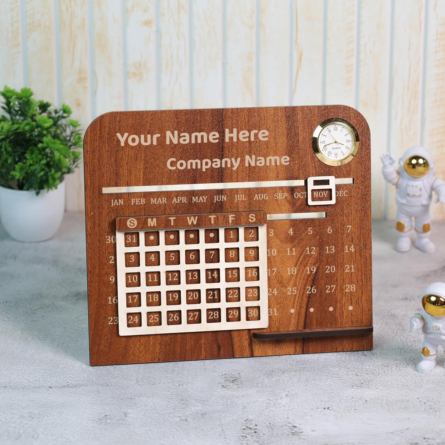 Personalized Wooden Desk Calendar