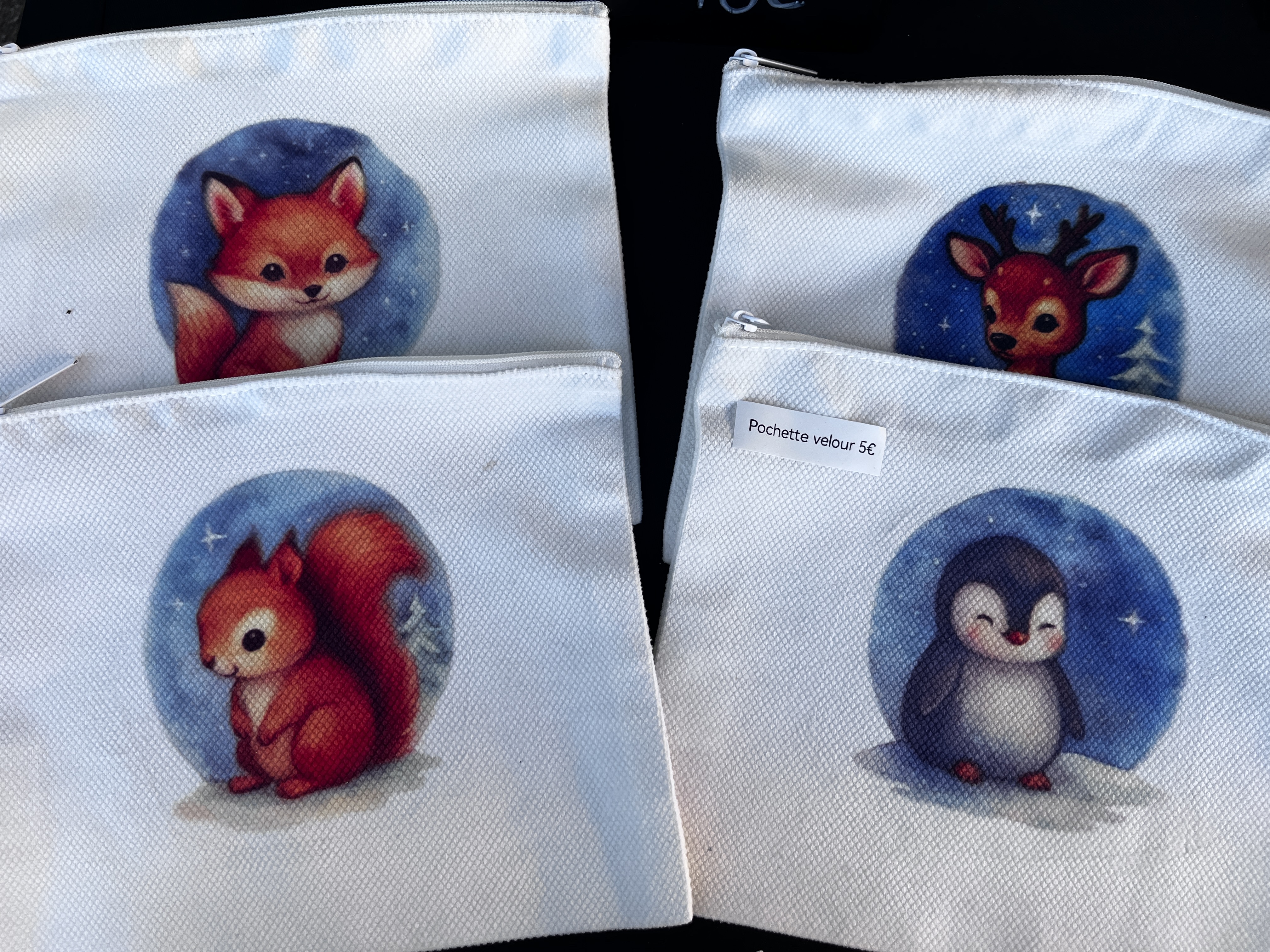 Pochette  effet velours animaux