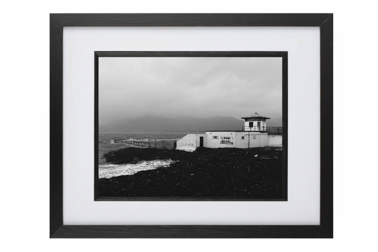 Hand Framed 'Echoes of Storm Chandra at Warrenpoint Baths'