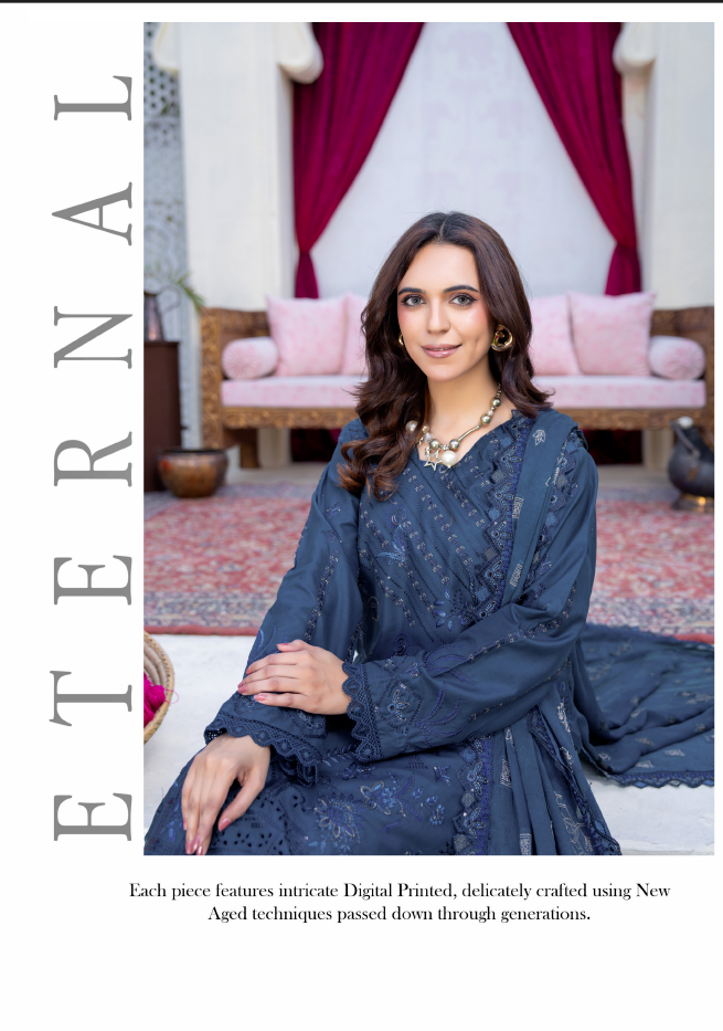 Narkin – Steel Blue Grey | Fancy Lawn Embroidered