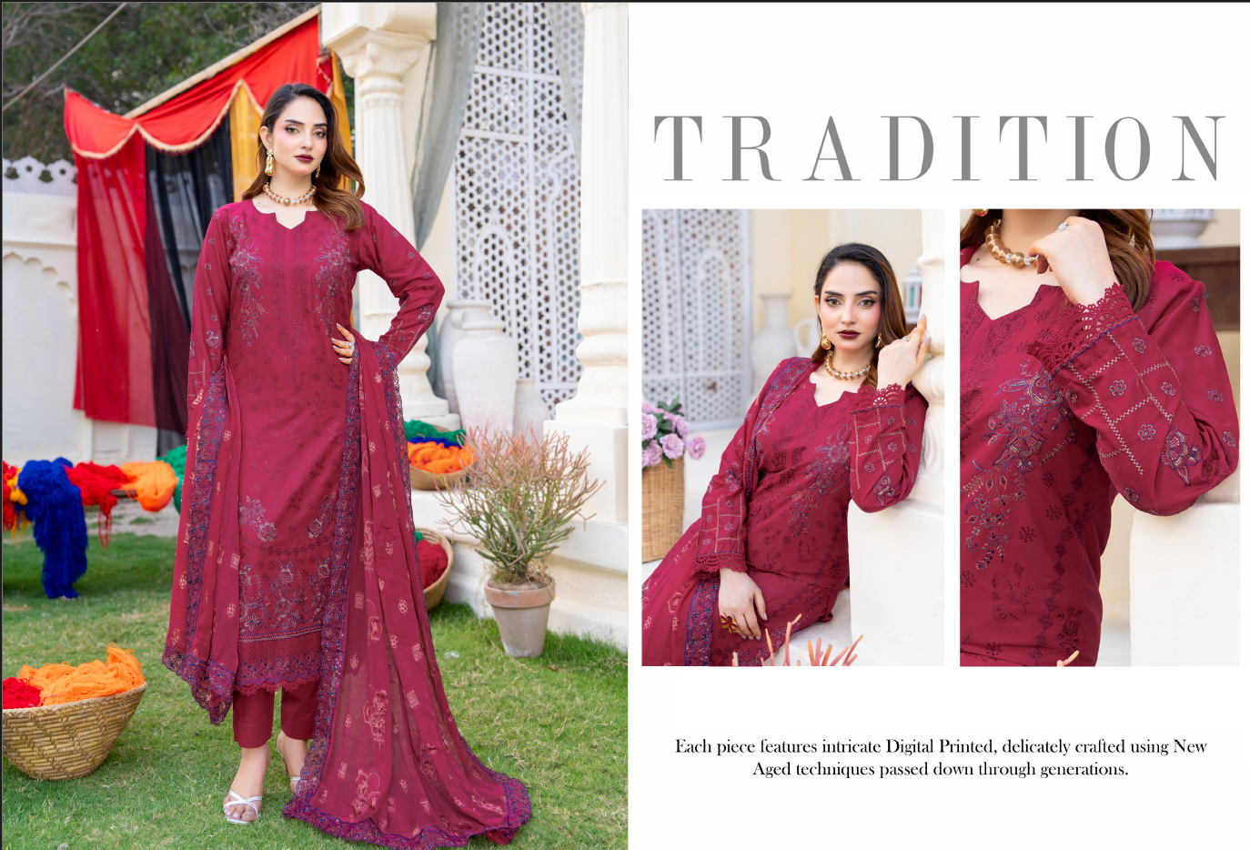 Narkin – Maroon Red | Fancy Lawn Embroidered