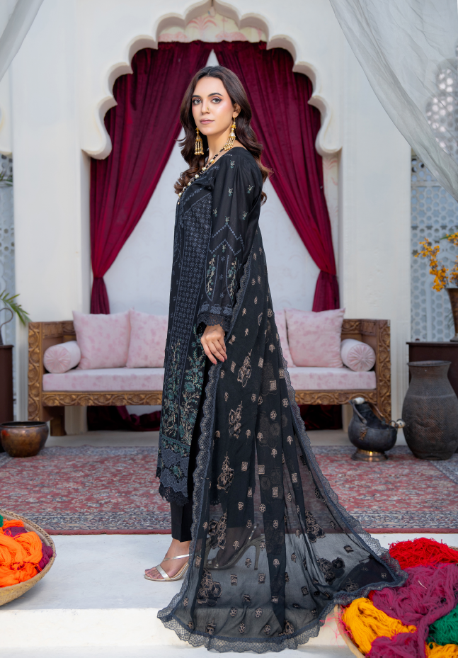 Narkin – Black | Fancy Lawn Embroidered
