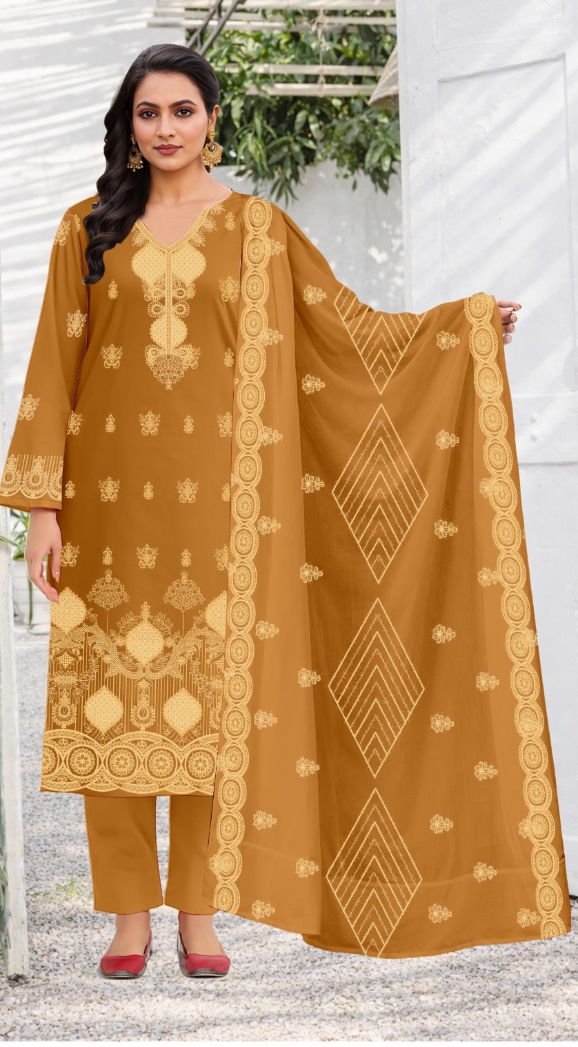 Mustard – 3PC Embroidered Lawn