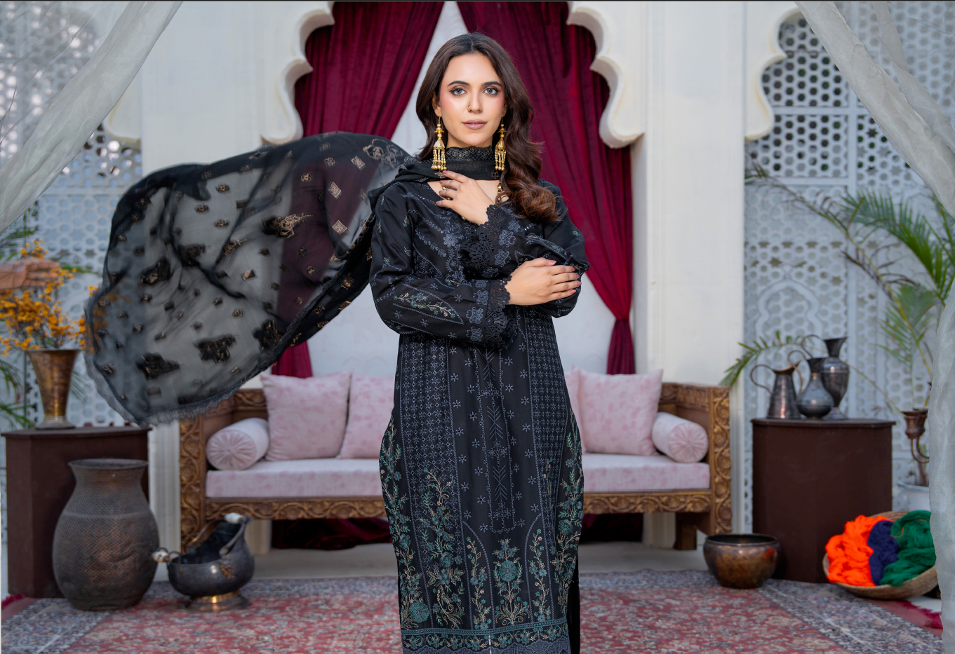 Narkin – Black | Fancy Lawn Embroidered