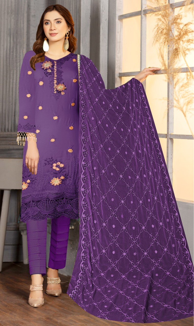 Deep Orchid – 3PC Embroidered Classics