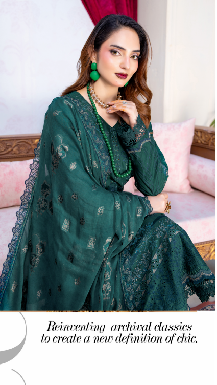 Narkin – Dark Green | Fancy Lawn Embroidered