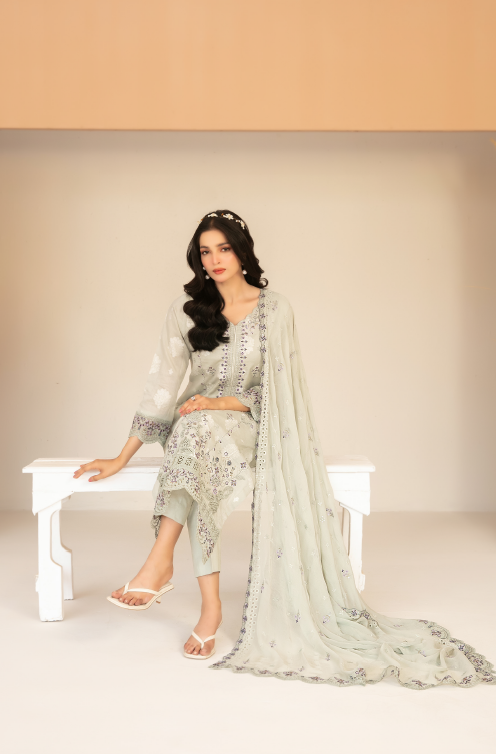 Sage Serenity - Zaylee 3PC Embroidered Lawn