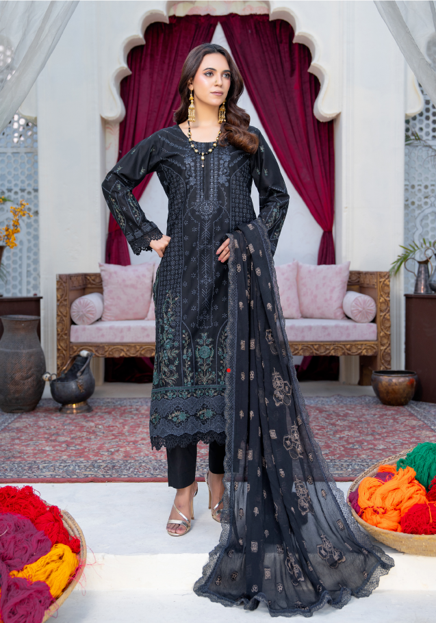Narkin – Black | Fancy Lawn Embroidered