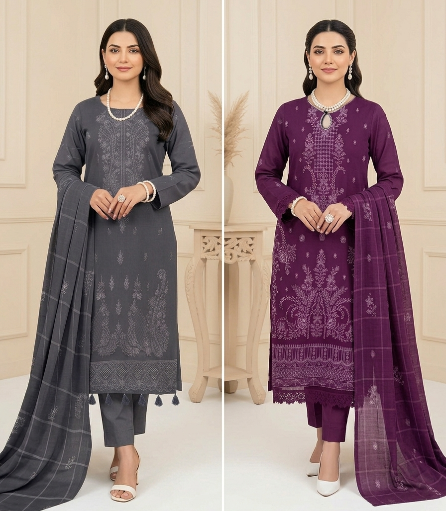 Deep Purple - Ayat Vol 2514 Design 06  3PC Embroidered Lawn