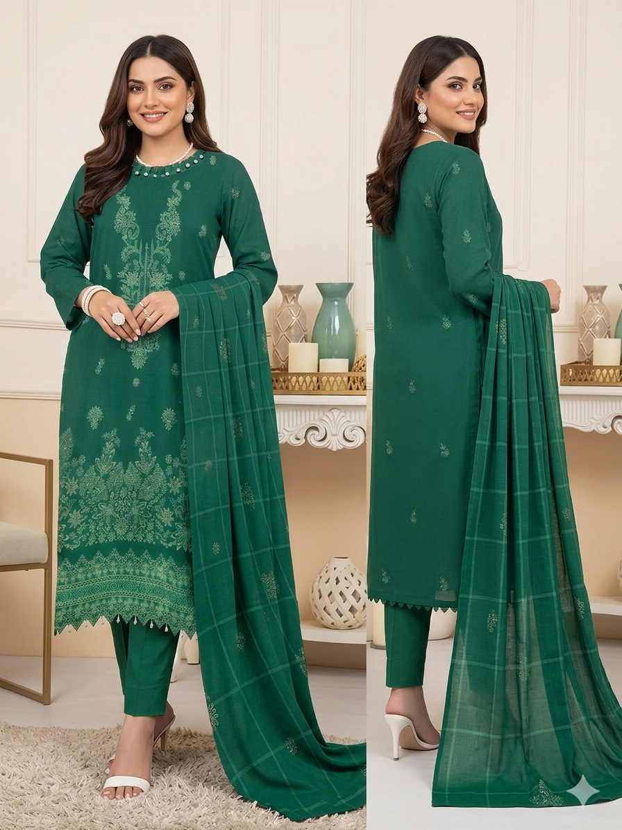 Emerald Green - Ayat Vol 2514 Design 04 - 3PC Embroidered Lawn