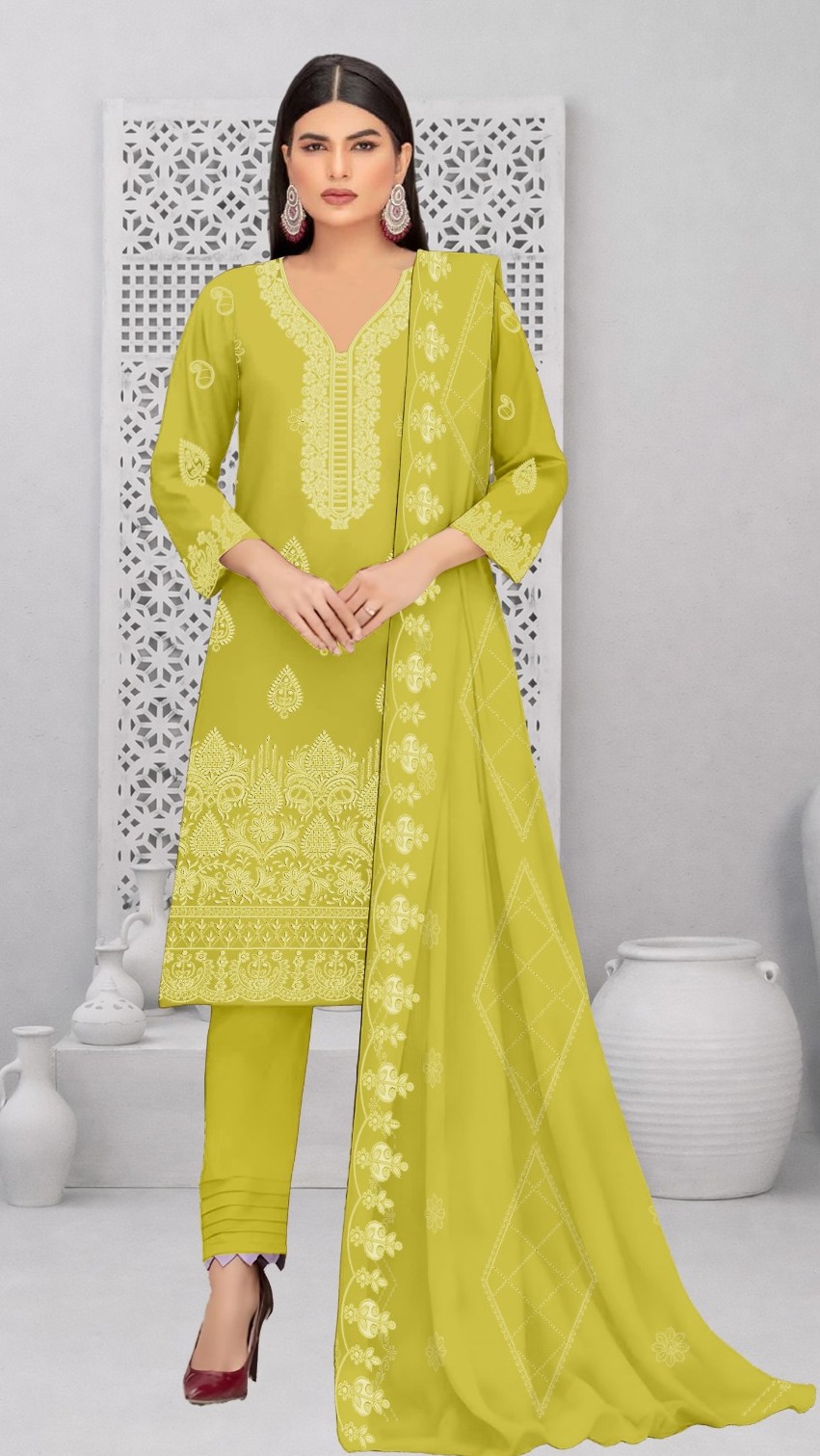 Citrine Glow – 3PC Embroidered Unstitched Lawn