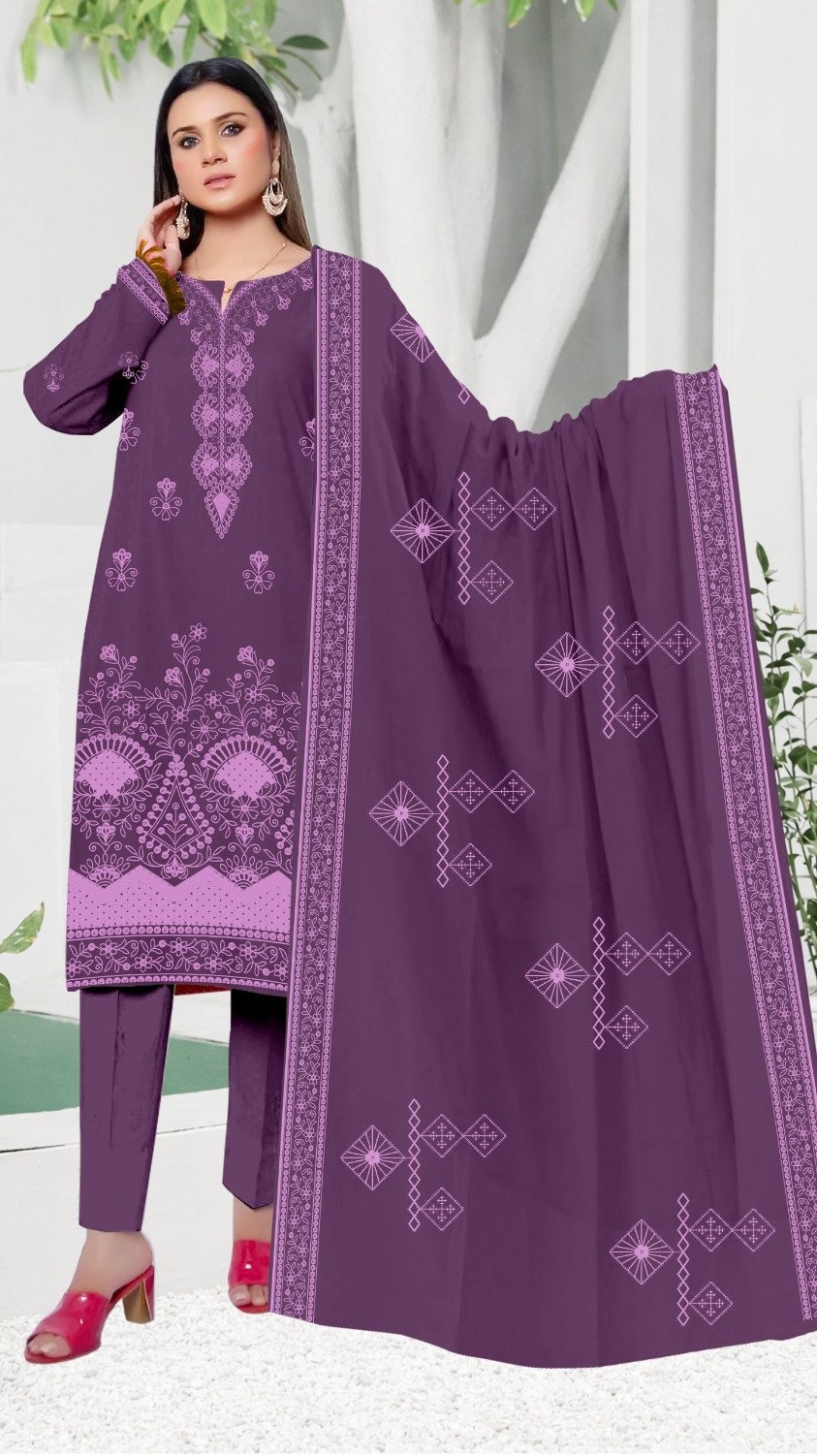 Plum Perfection – 3PC Lawn Chicken Kari