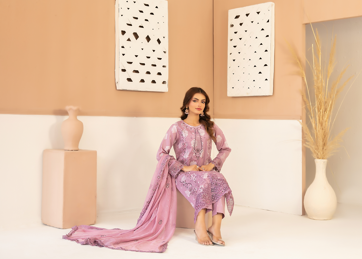 Lilac Dreams - Zaylee 3PC Embroidered Lawn