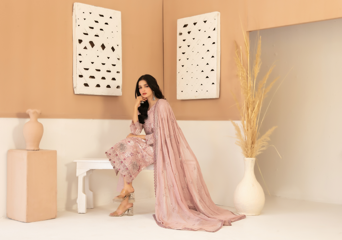 Dusty Orchid - Zaylee 3PC Embroidered Lawn