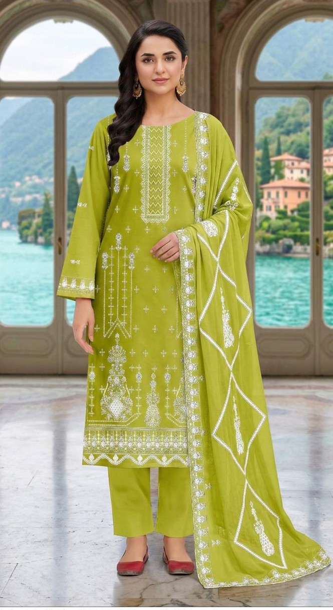 Lime Zest – 3PC Embroidered Lawn D8
