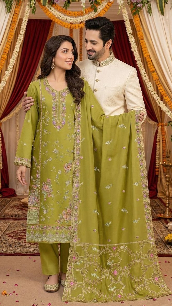 Olive Garden – 3PC Embroidered Lawn