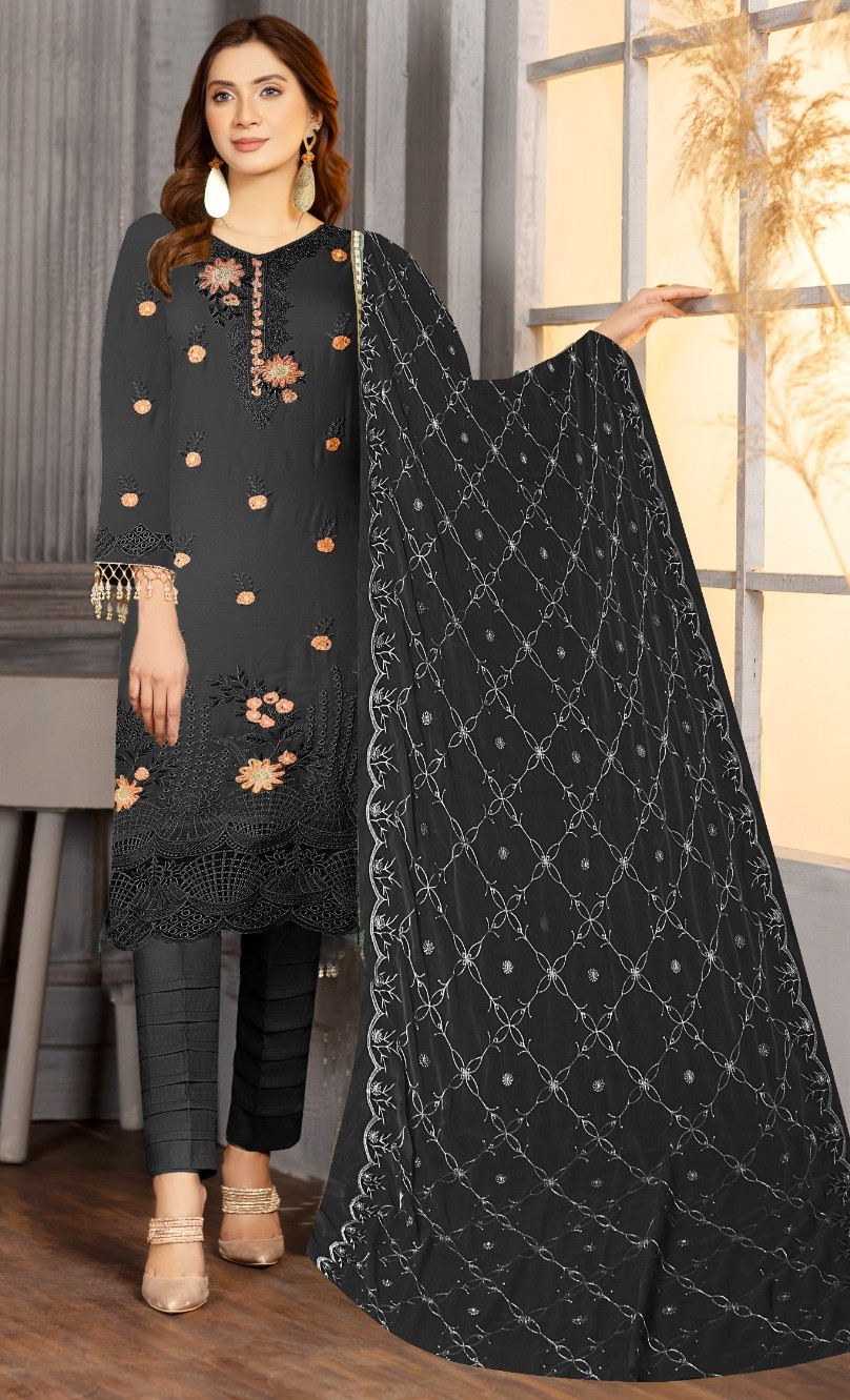 Midnight Bloom – 3PC Embroidered Classics