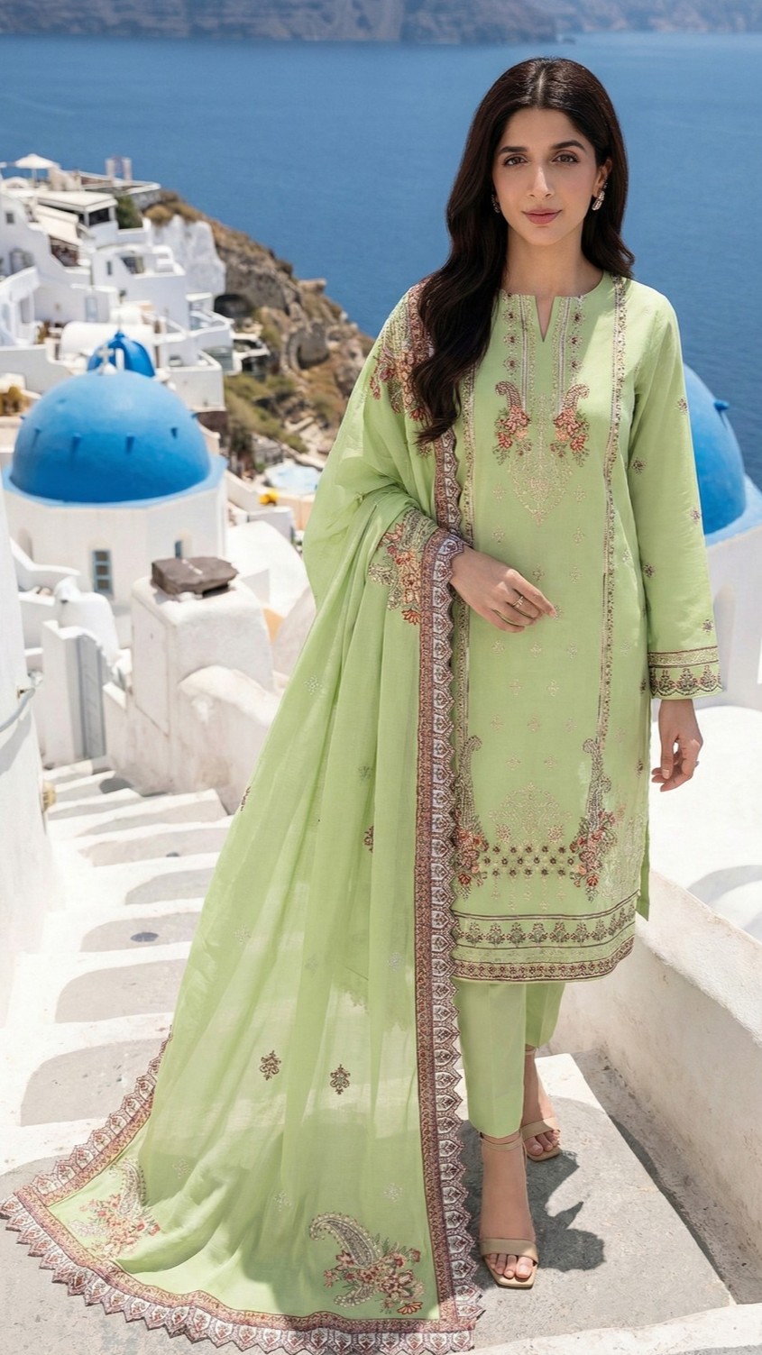 Mint Serene – 3PC Embroidered Lawn