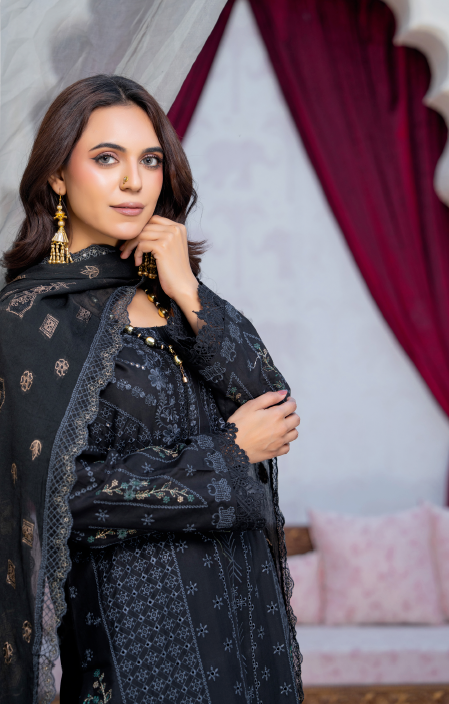 Narkin – Black | Fancy Lawn Embroidered