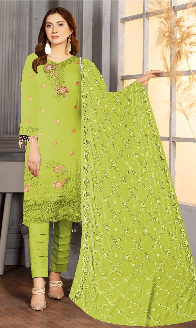 Lime Radiance – 3PC Embroidered Classics
