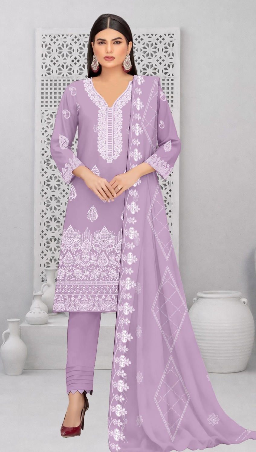 Lilac Mist – 3PC Embroidered Lawn