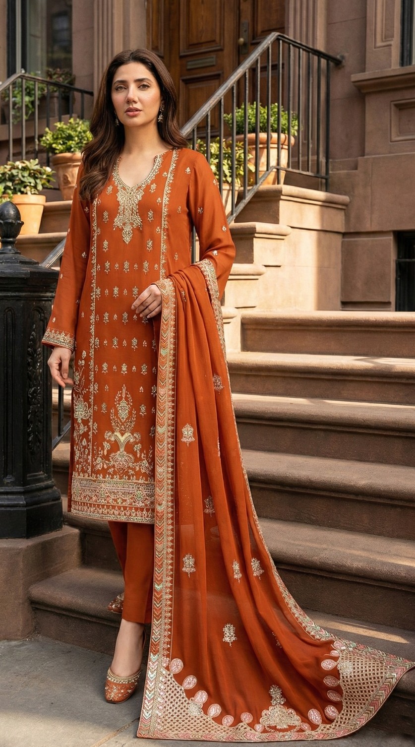 Dusty Rose Royale – 3PC Embroidered Lawn