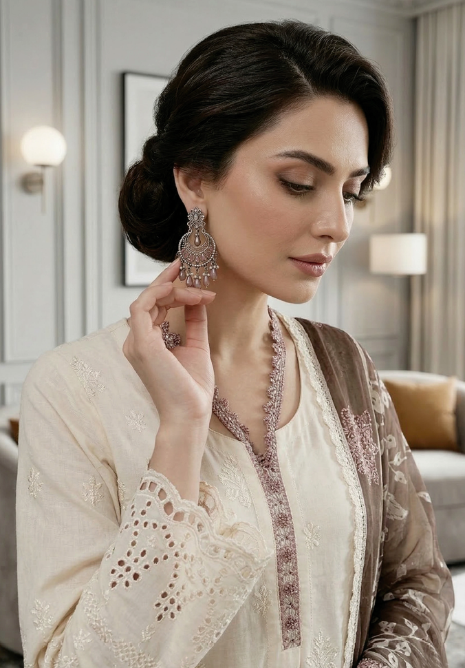 Pearl Dusk - Qalamkari 3PC Luxury Kari Lawn