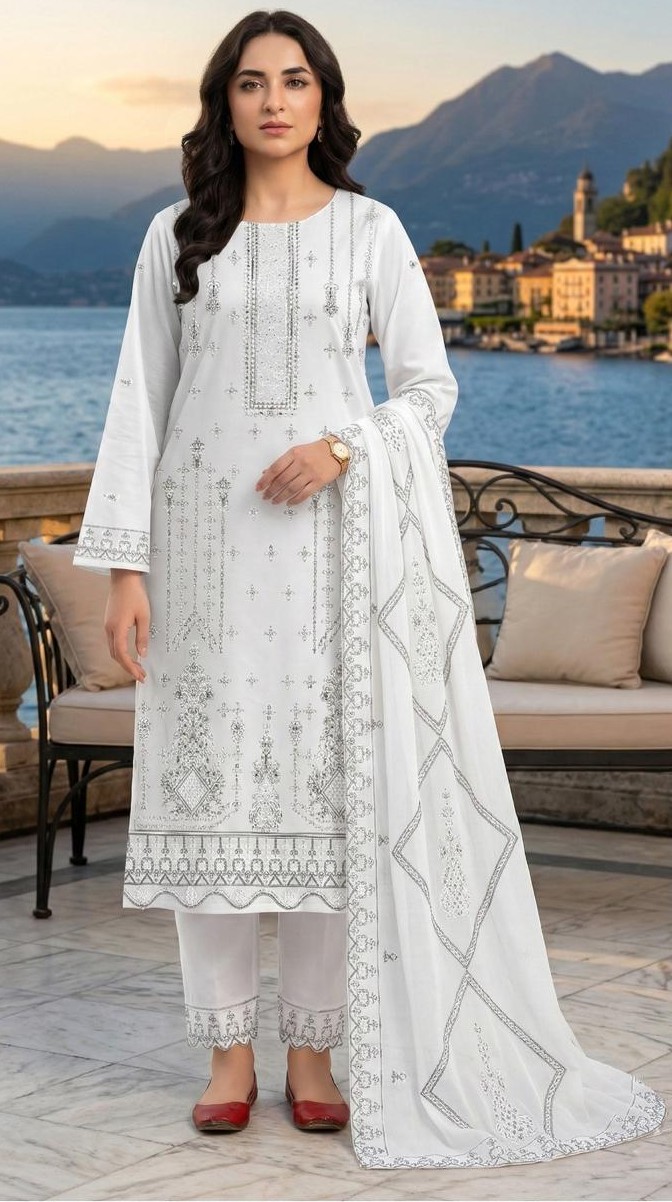 Pure Ivory – 3PC Embroidered Lawn