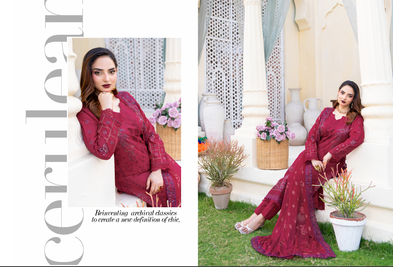 Narkin – Maroon Red | Fancy Lawn Embroidered
