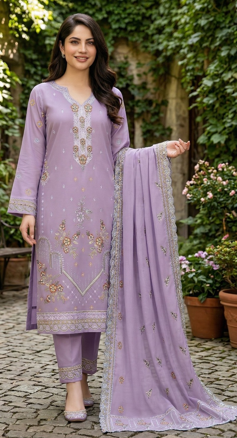 Lavender Aura – 3PC Embroidered Lawn