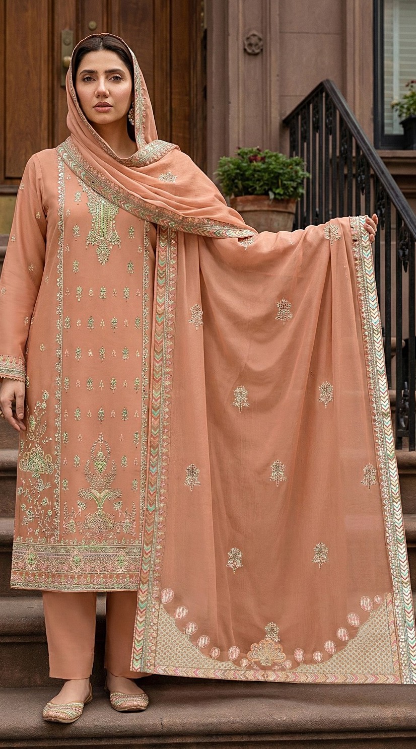 Terracotta Glow – 3PC Embroidered Lawn