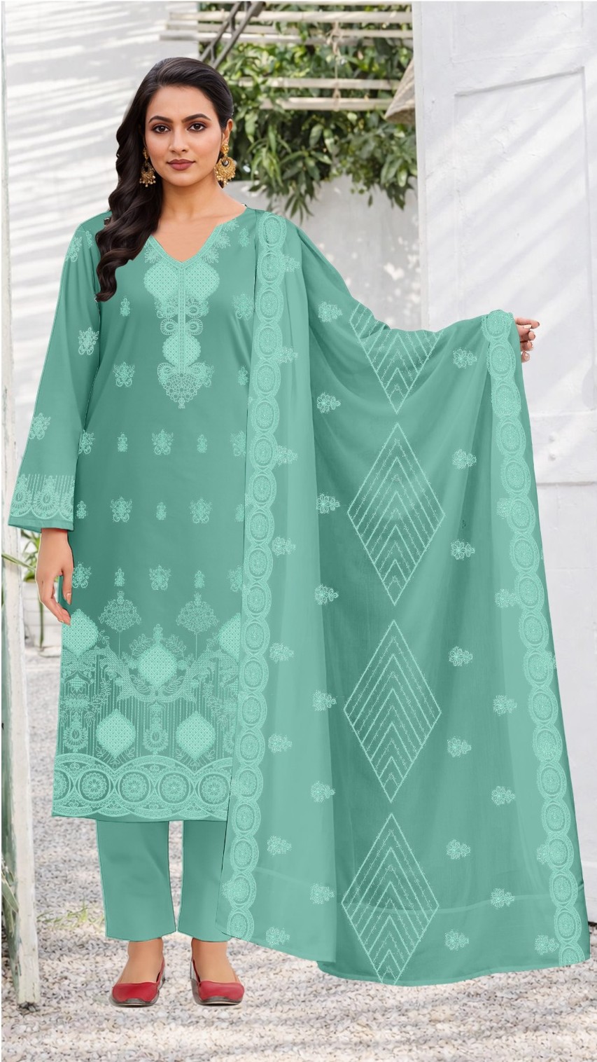 Sage Green – 3PC Embroidered Lawn
