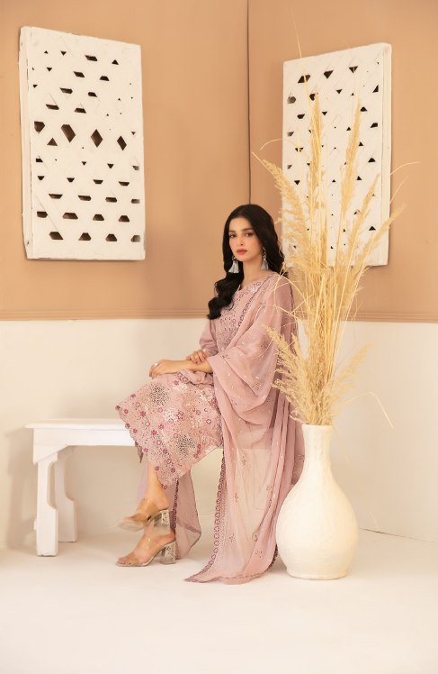 Dusty Orchid - Zaylee 3PC Embroidered Lawn