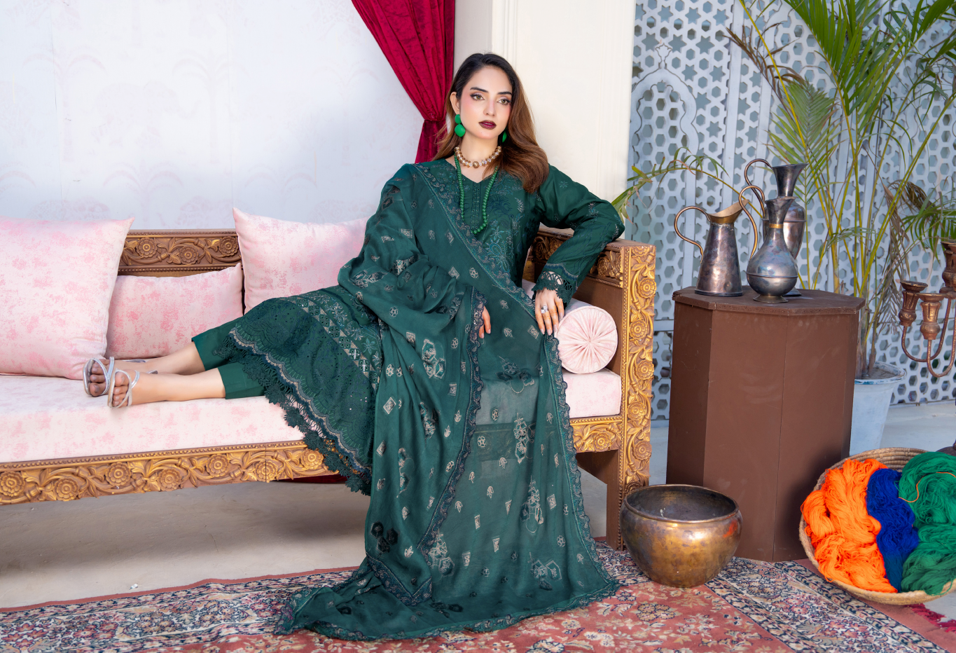 Narkin – Dark Green | Fancy Lawn Embroidered