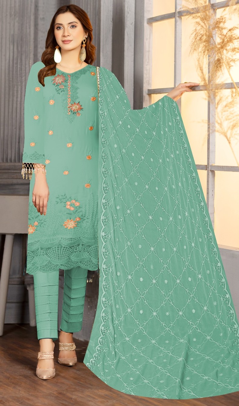 Sea Green – 3PC Embroidered Classic Lawn