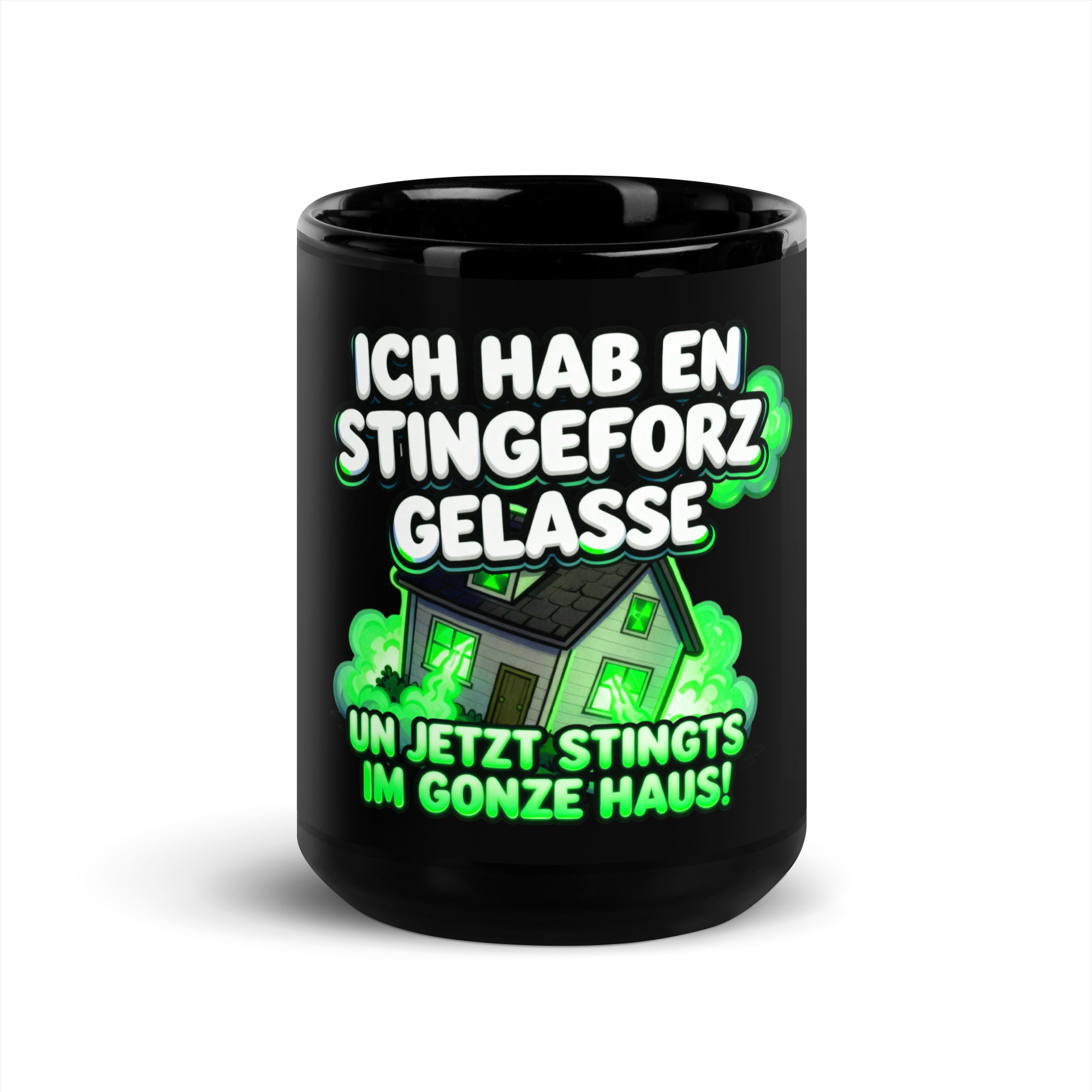 "ICH HAB EN STINGEFORZ GELASSE" KAFFETASSE SCHWARZ | NEON GREEN