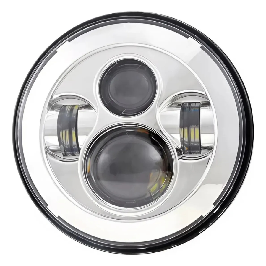Farol LED Redondo 7" Polegadas Angel Eyes Cromado