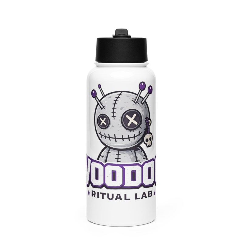 Stainless steel Voodoo water bottle with a straw lid