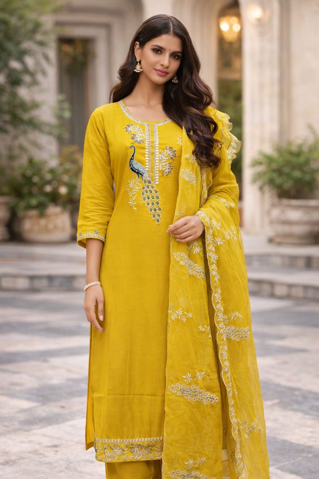 Yellow Embroidered Kurta Set