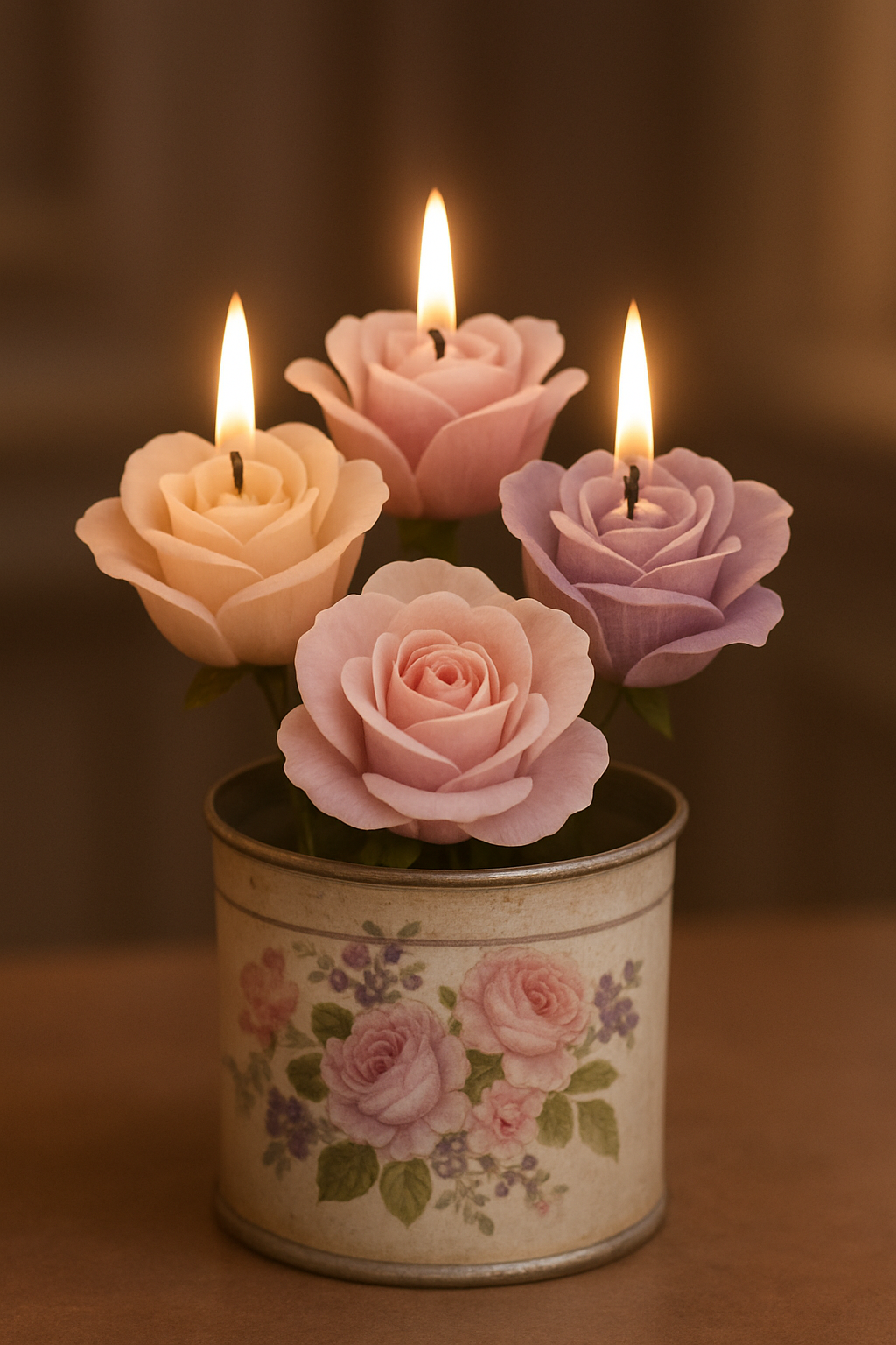 Velas em formato de flores que formam um lindo buquê iluminado🌸🕯️✨