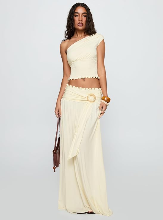 Princess Polly Women's Full Orbit Shirred Maxi Skirt