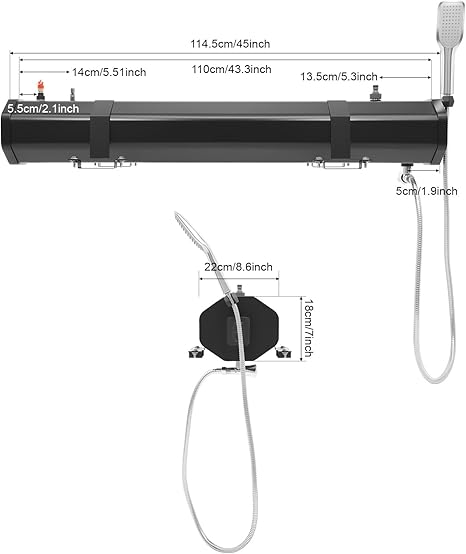 30 litrų slėginis saulės vandens bakas. Ant stogo montuojamas kelioninis dušas skirtas stovyklavimui SUV, kemperiams ir autobusiukams.