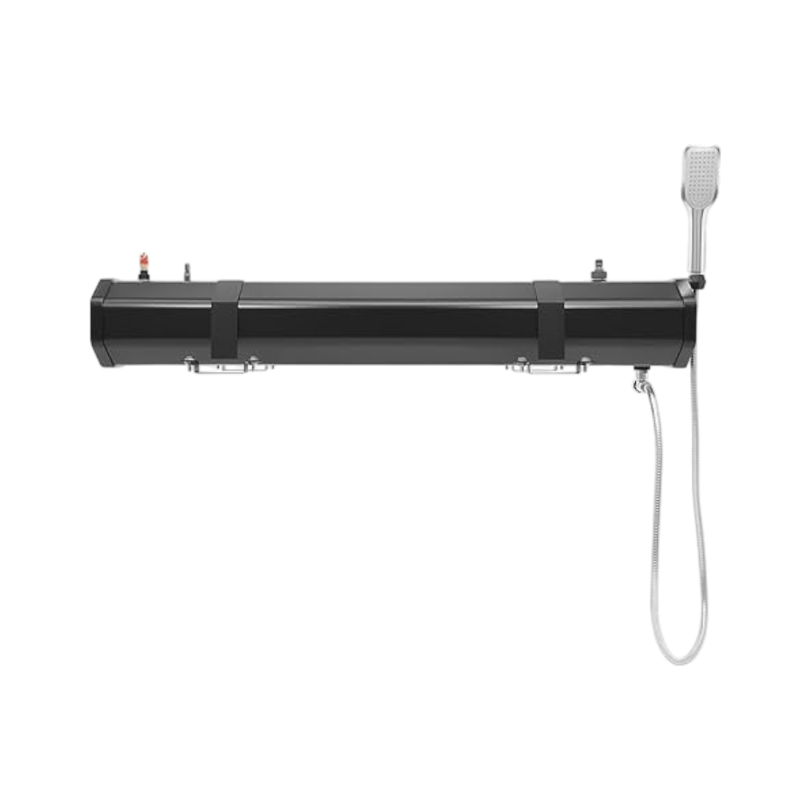 30 litrų slėginis saulės vandens bakas. Ant stogo montuojamas kelioninis dušas skirtas stovyklavimui SUV, kemperiams ir autobusiukams.